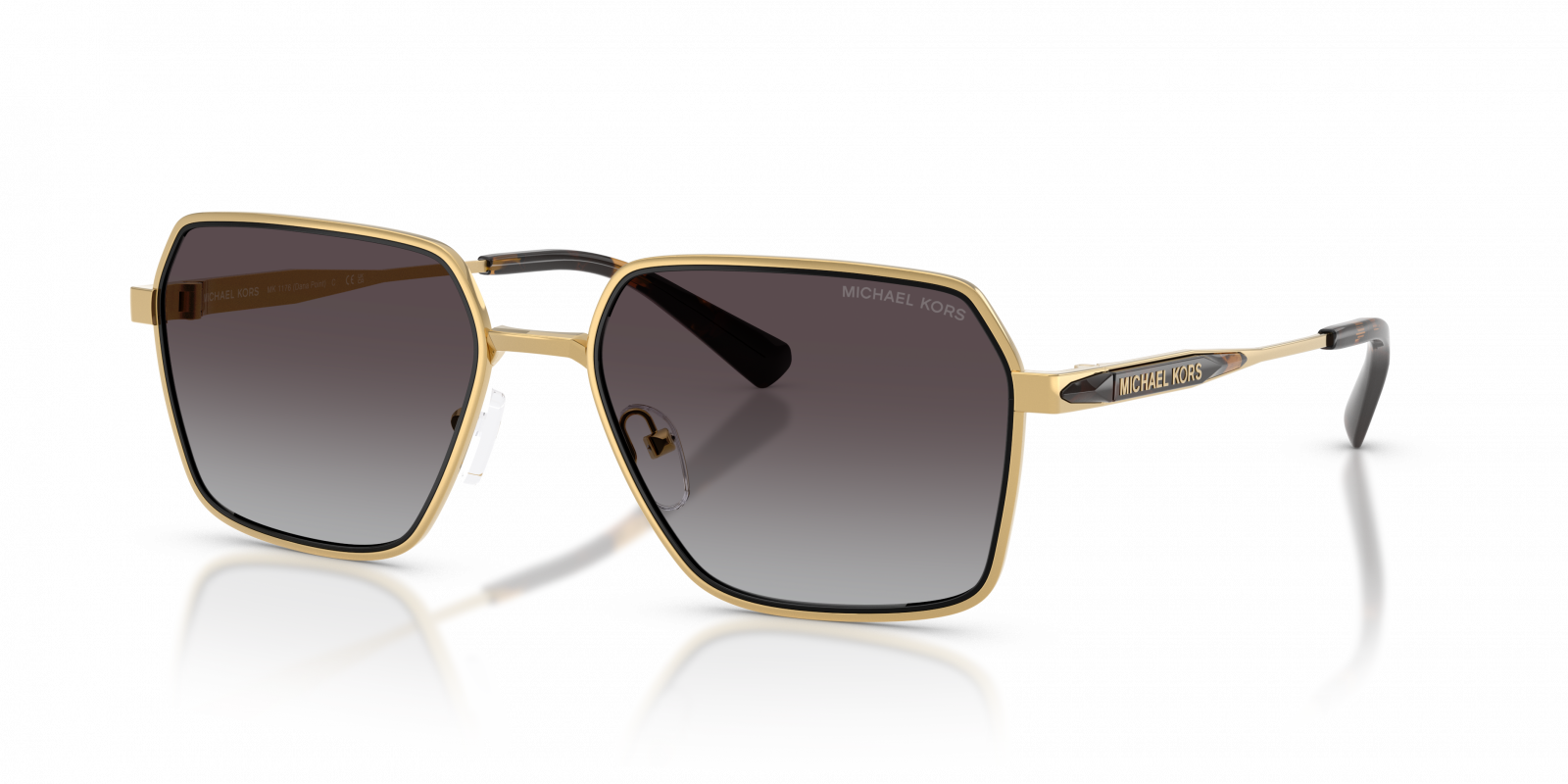 Michael Kors MK1176/S Square Sunglasses in Dark Grey Gradient / Shiny Yellow Gold, back view