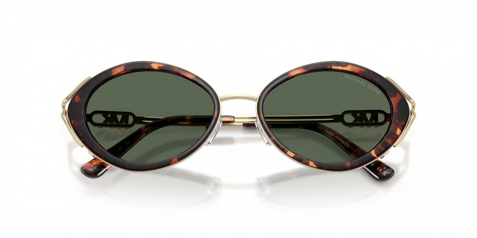 Michael Kors MK1179/S Oval Sunglasses in Green/Luggage Tortoise-Gold, side view
