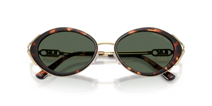 Michael Kors MK1179/S Oval Sunglasses in Green/Luggage Tortoise-Gold, side view