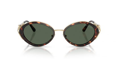 Michael Kors MK1179/S Oval Sunglasses in Green/Luggage Tortoise-Gold, angle view