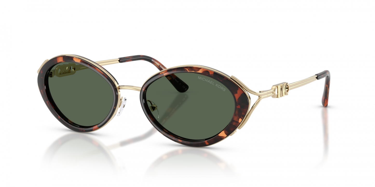 Michael Kors MK1179/S Oval Sunglasses in Green/Luggage Tortoise-Gold, detail view
