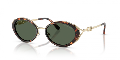 Michael Kors MK1179/S Oval Sunglasses in Green/Luggage Tortoise-Gold, detail view