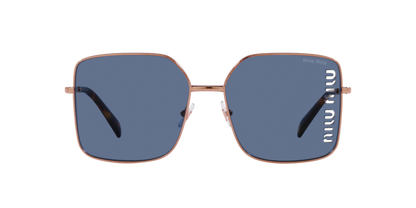 Miu Miu MU51YS Square Sunglasses in Blue/Rose Gold, side view