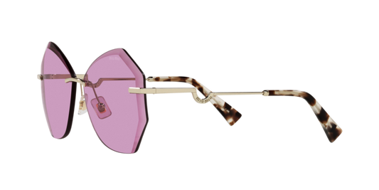 Miu Miu MU55XS Cat Eye Sunglasses in Purple/Pale Gold, side view