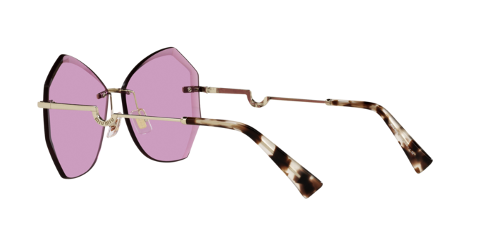 Miu Miu MU55XS Cat Eye Sunglasses in Purple/Pale Gold, angle view