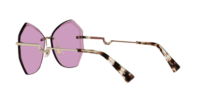 Miu Miu MU55XS Cat Eye Sunglasses in Purple/Pale Gold, angle view