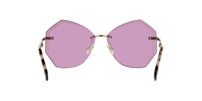 Miu Miu MU55XS Cat Eye Sunglasses in Purple/Pale Gold, back view