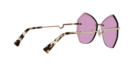Miu Miu MU55XS Cat Eye Sunglasses in Purple/Pale Gold, detail view