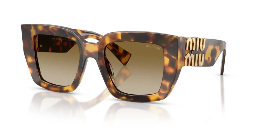 Miu Miu MUB05S Cat Eye Sunglasses in Dark Brown Gradient / Honey Tortoise, angle view