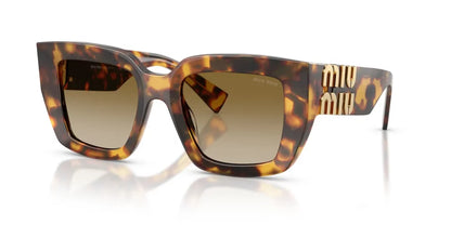Miu Miu MUB05S Cat Eye Sunglasses in Dark Brown Gradient / Honey Tortoise, angle view