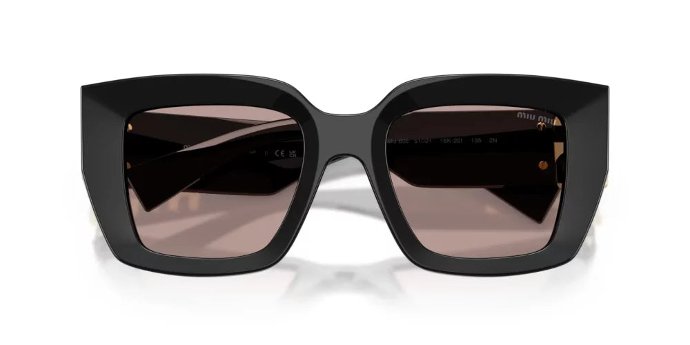 Miu Miu MUB05S Cat Eye Sunglasses in Light Purple Brown / Black, detail view