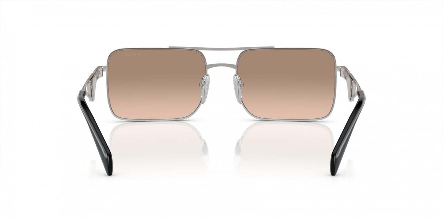 Prada PRA52S Square Sunglasses in Brown Mirror Silver Gradient / Silver, side view