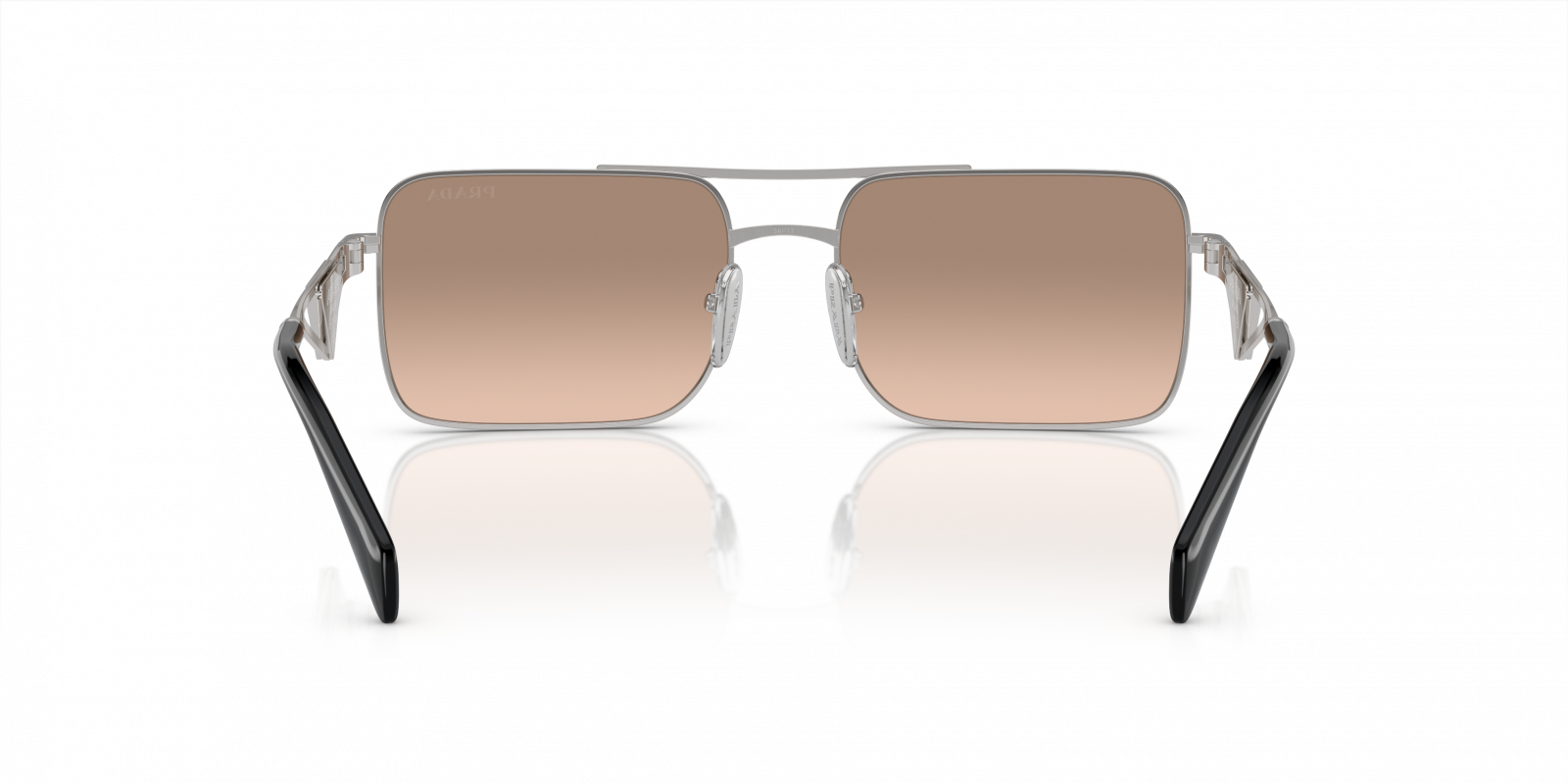 Prada PRA52S Square Sunglasses in Brown Mirror Silver Gradient / Silver, side view