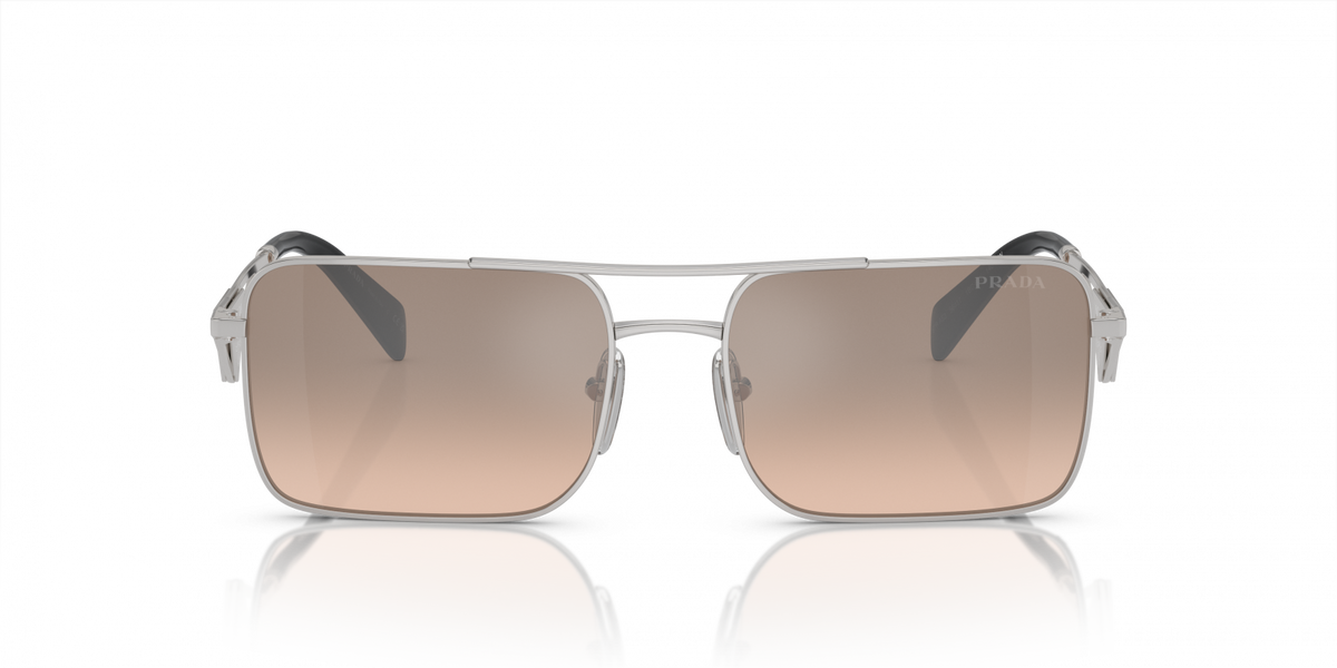 Prada PRA52S Square Sunglasses in Brown Mirror Silver Gradient / Silver, angle view