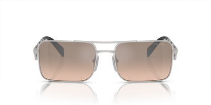 Prada PRA52S Square Sunglasses in Brown Mirror Silver Gradient / Silver, angle view