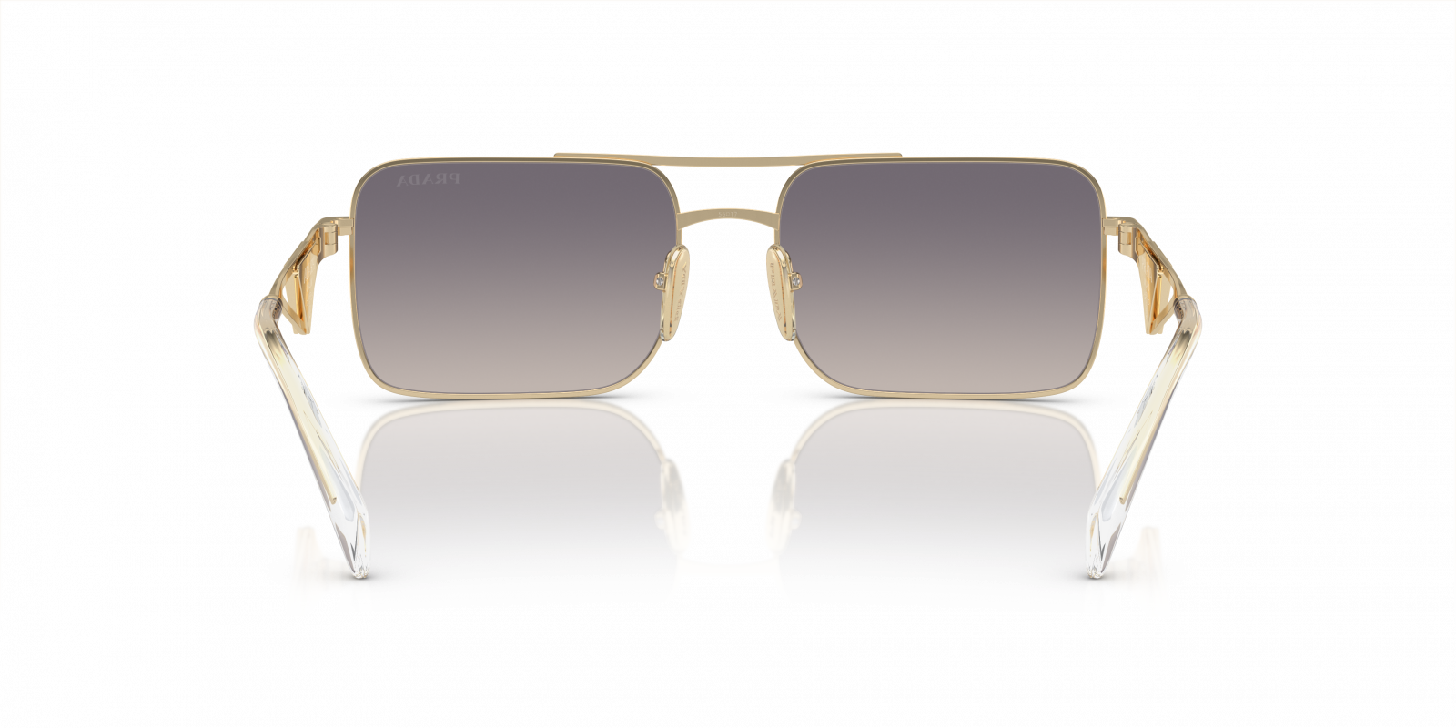 Prada PRA52S Square Sunglasses in Gradient Blue Mirror Silver / Pale Gold, side view