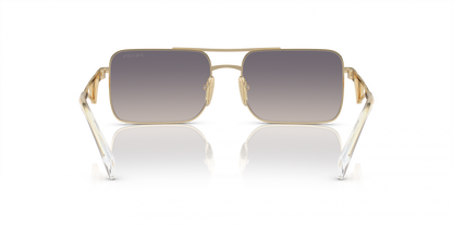 Prada PRA52S Square Sunglasses in Gradient Blue Mirror Silver / Pale Gold, side view