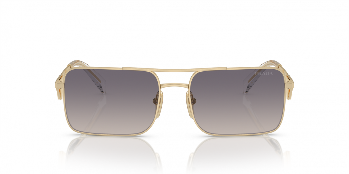 Prada PRA52S Square Sunglasses in Gradient Blue Mirror Silver / Pale Gold, angle view
