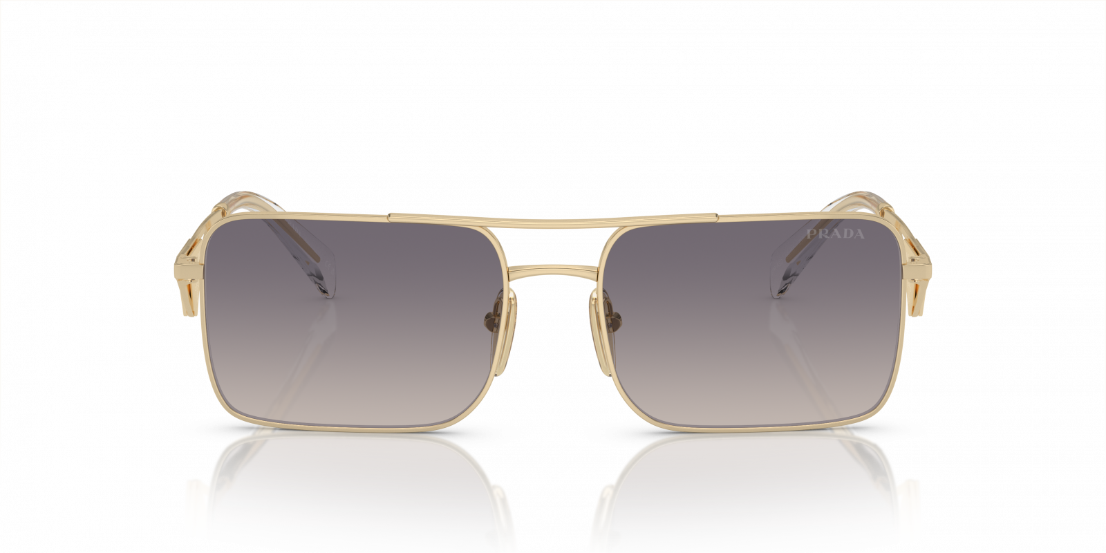 Prada PRA52S Square Sunglasses in Gradient Blue Mirror Silver / Pale Gold, angle view