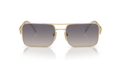Prada PRA52S Square Sunglasses in Gradient Blue Mirror Silver / Pale Gold, angle view