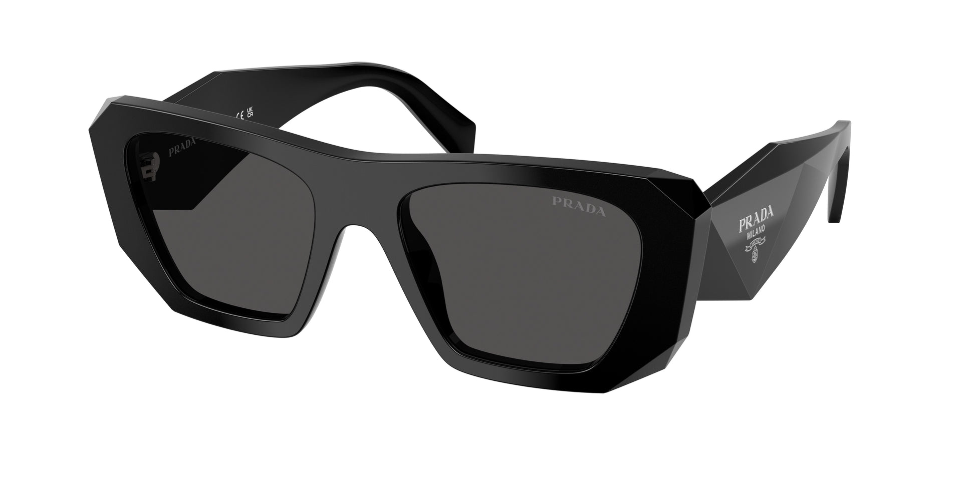 Prada PRB18S Square Sunglasses in Dark Grey / Black, front view