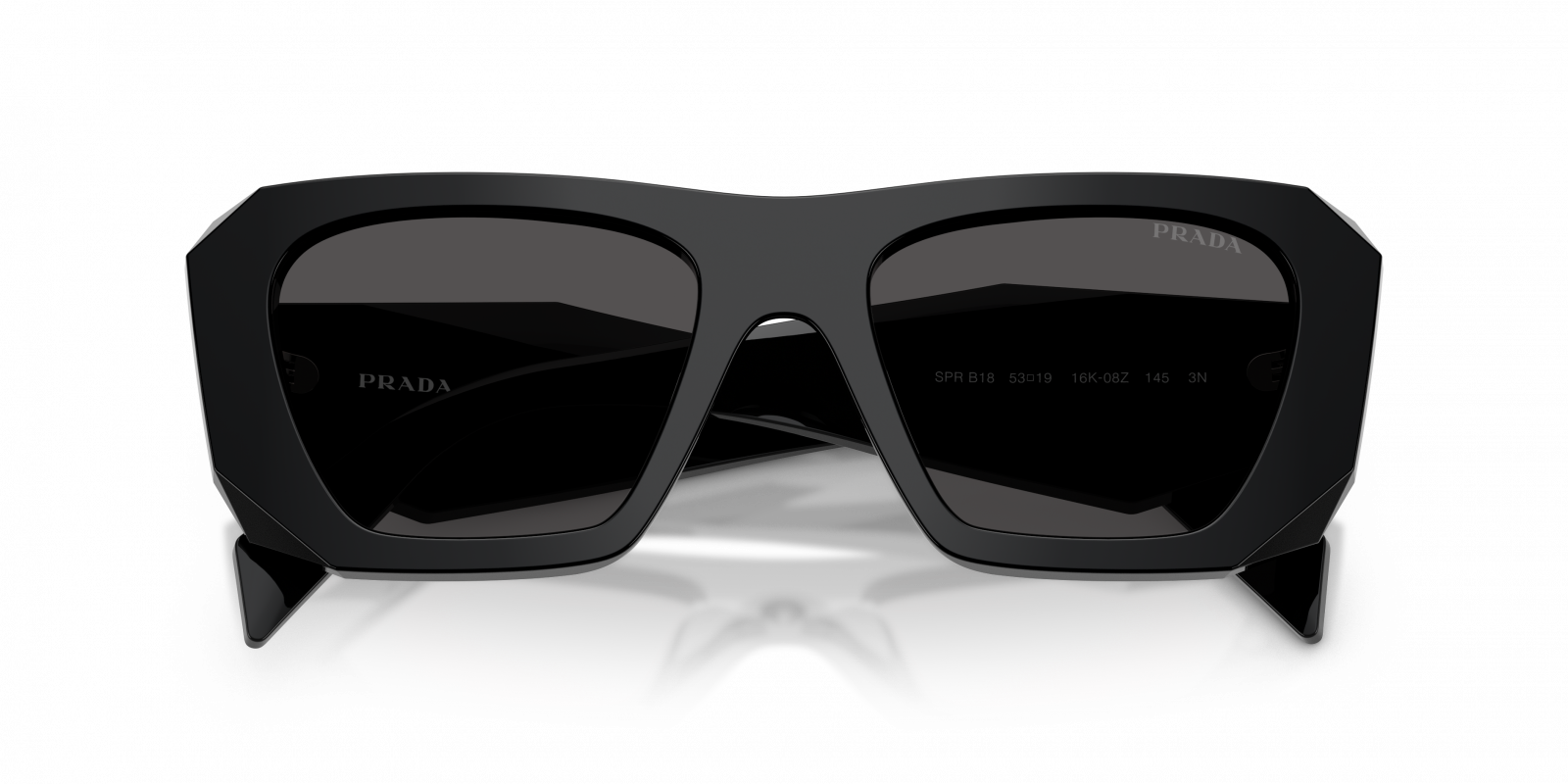 Prada PRB18S Square Sunglasses in Dark Grey / Black, side view