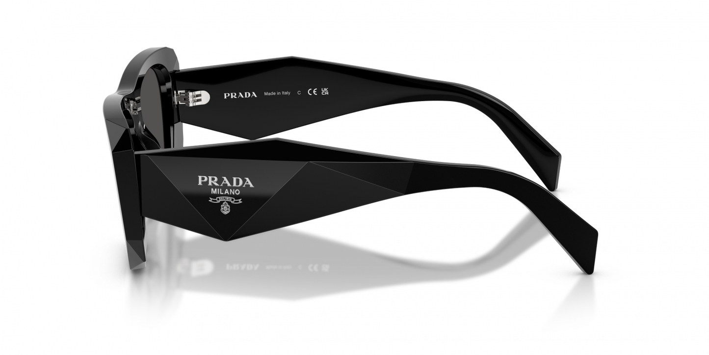 Prada PRB18S Square Sunglasses in Dark Grey / Black, back view