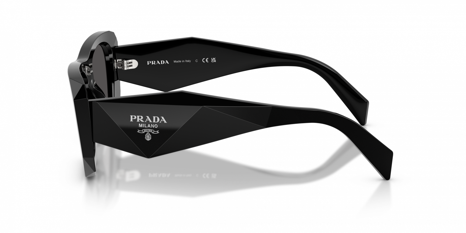 Prada PRB18S Square Sunglasses in Dark Grey / Black, back view