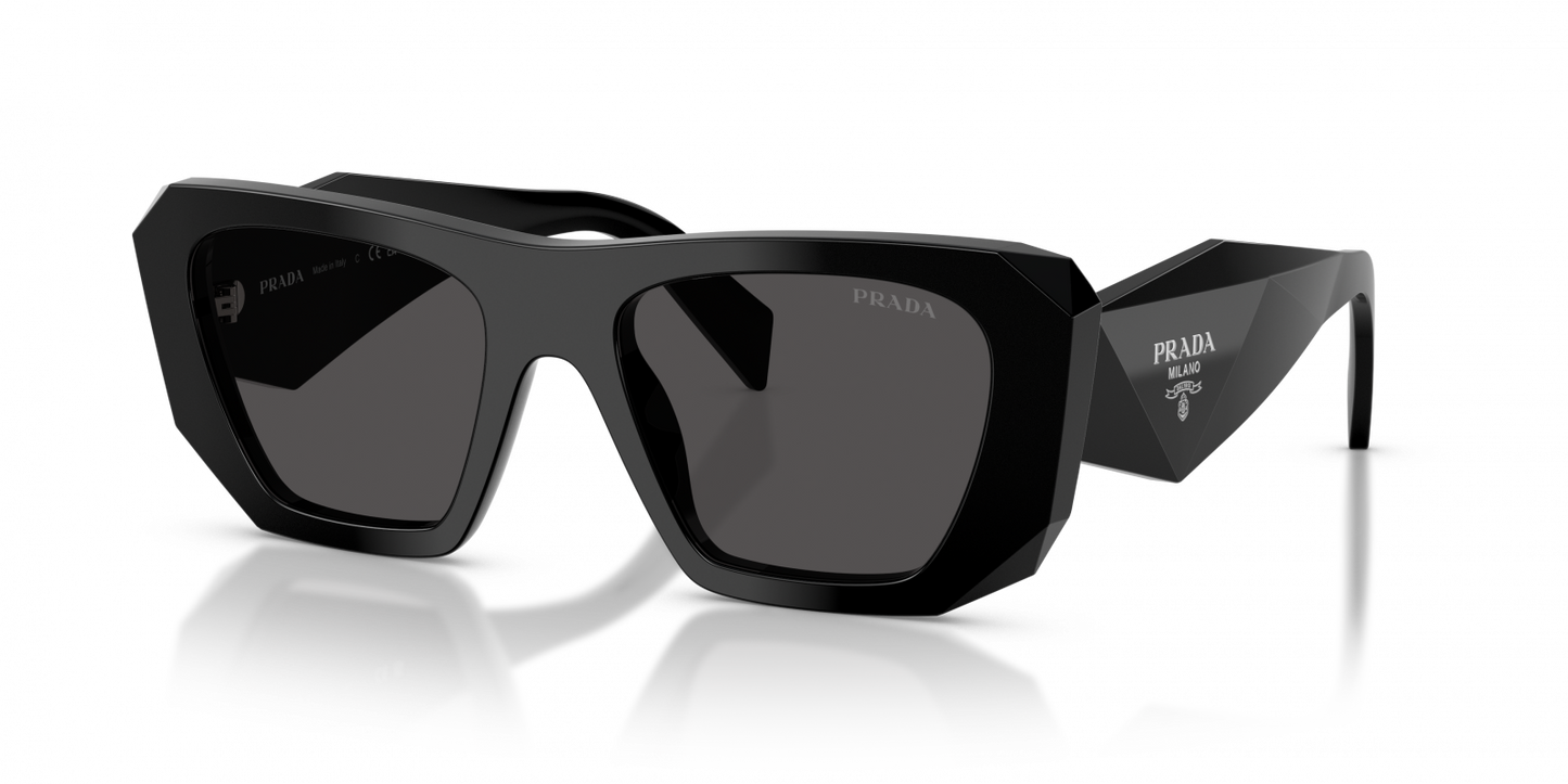 Prada PRB18S Square Sunglasses in Dark Grey / Black, detail view