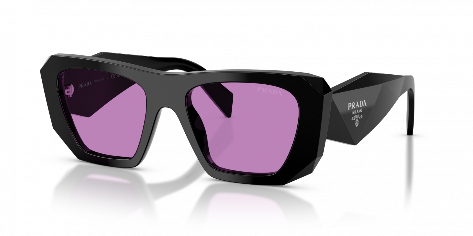 Prada PRB18S Square Sunglasses in Violet / Black, back view