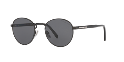 Prada PRB51S Oval Sunglasses in Grey Polarized / Glossy Black, side view