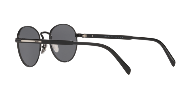 Prada PRB51S Oval Sunglasses in Grey Polarized / Glossy Black, angle view