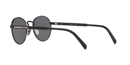 Prada PRB51S Oval Sunglasses in Grey Polarized / Glossy Black, angle view