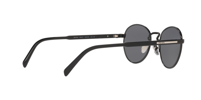 Prada PRB51S Oval Sunglasses in Grey Polarized / Glossy Black, back view