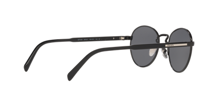 Prada PRB51S Oval Sunglasses in Grey Polarized / Glossy Black, back view