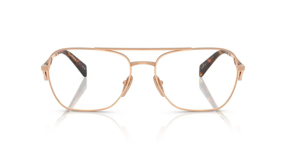 Prada PRB50V Pilot Eyeglasses in Rose Gold, front view