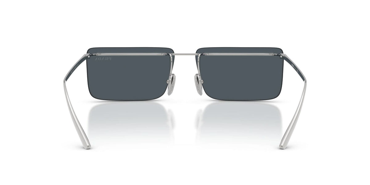 Prada PRC53S Rectangle Sunglasses in Solid Grey Lenses With Silver Frame, back view