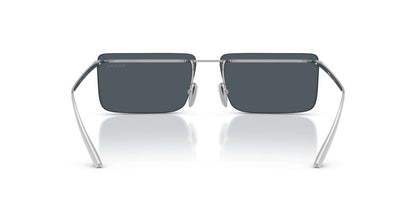 Prada PRC53S Rectangle Sunglasses in Solid Grey Lenses With Silver Frame, back view