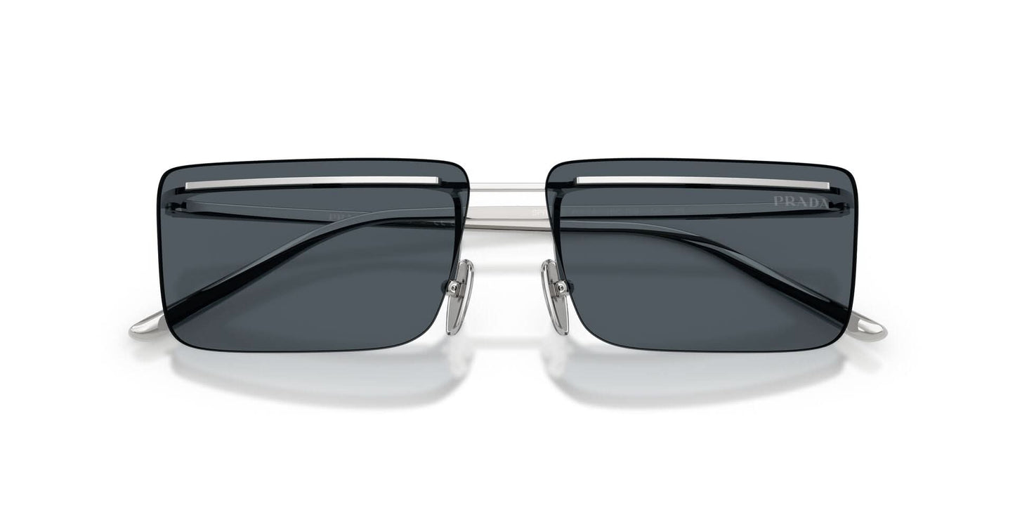 Prada PRC53S Rectangle Sunglasses in Solid Grey Lenses With Silver Frame, detail view