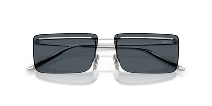 Prada PRC53S Rectangle Sunglasses in Solid Grey Lenses With Silver Frame, detail view