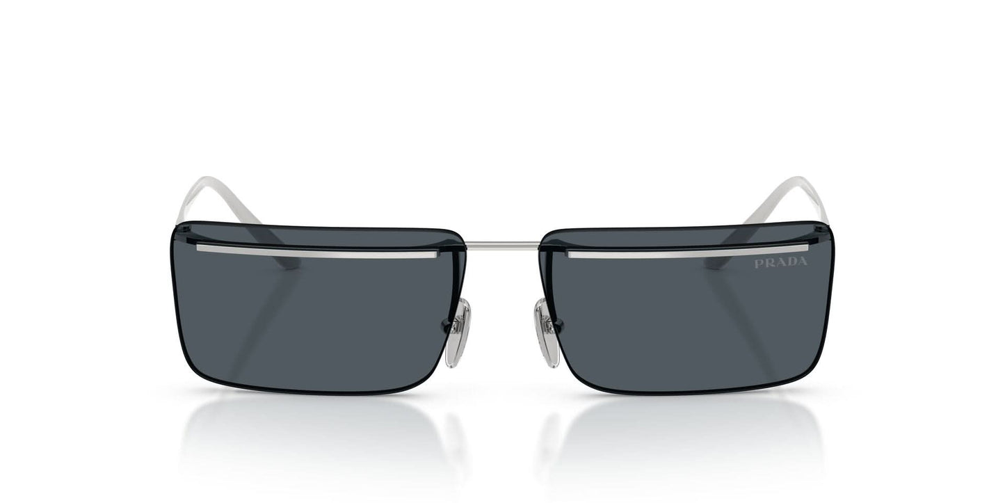 Prada PRC53S Rectangle Sunglasses in Solid Grey Lenses With Silver Frame, front view