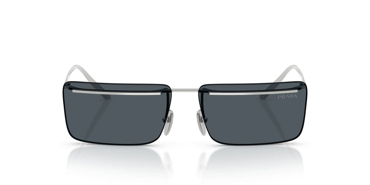 Prada PRC53S Rectangle Sunglasses in Solid Grey Lenses With Silver Frame, front view