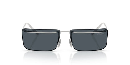 Prada PRC53S Rectangle Sunglasses in Solid Grey Lenses With Silver Frame, front view