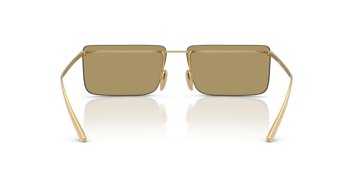 Prada PRC53S Rectangle Sunglasses in Solid Green Lenses With Gold Frame, back view