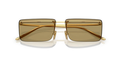 Prada PRC53S Rectangle Sunglasses in Solid Green Lenses With Gold Frame, detail view