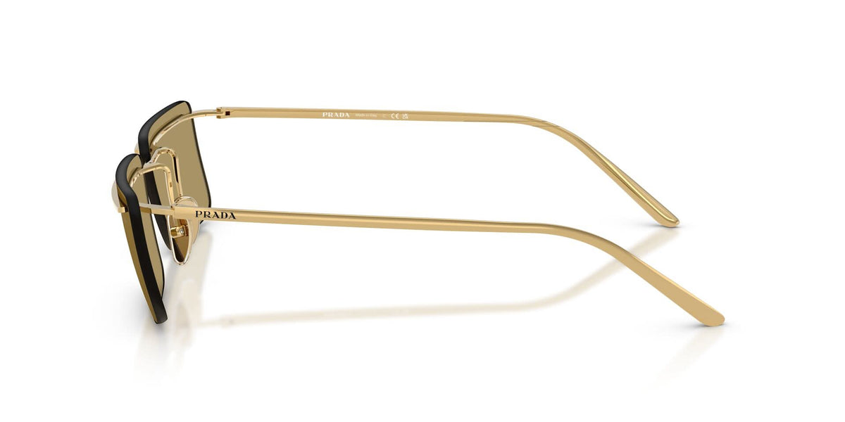 Prada PRC53S Rectangle Sunglasses in Solid Green Lenses With Gold Frame, side view