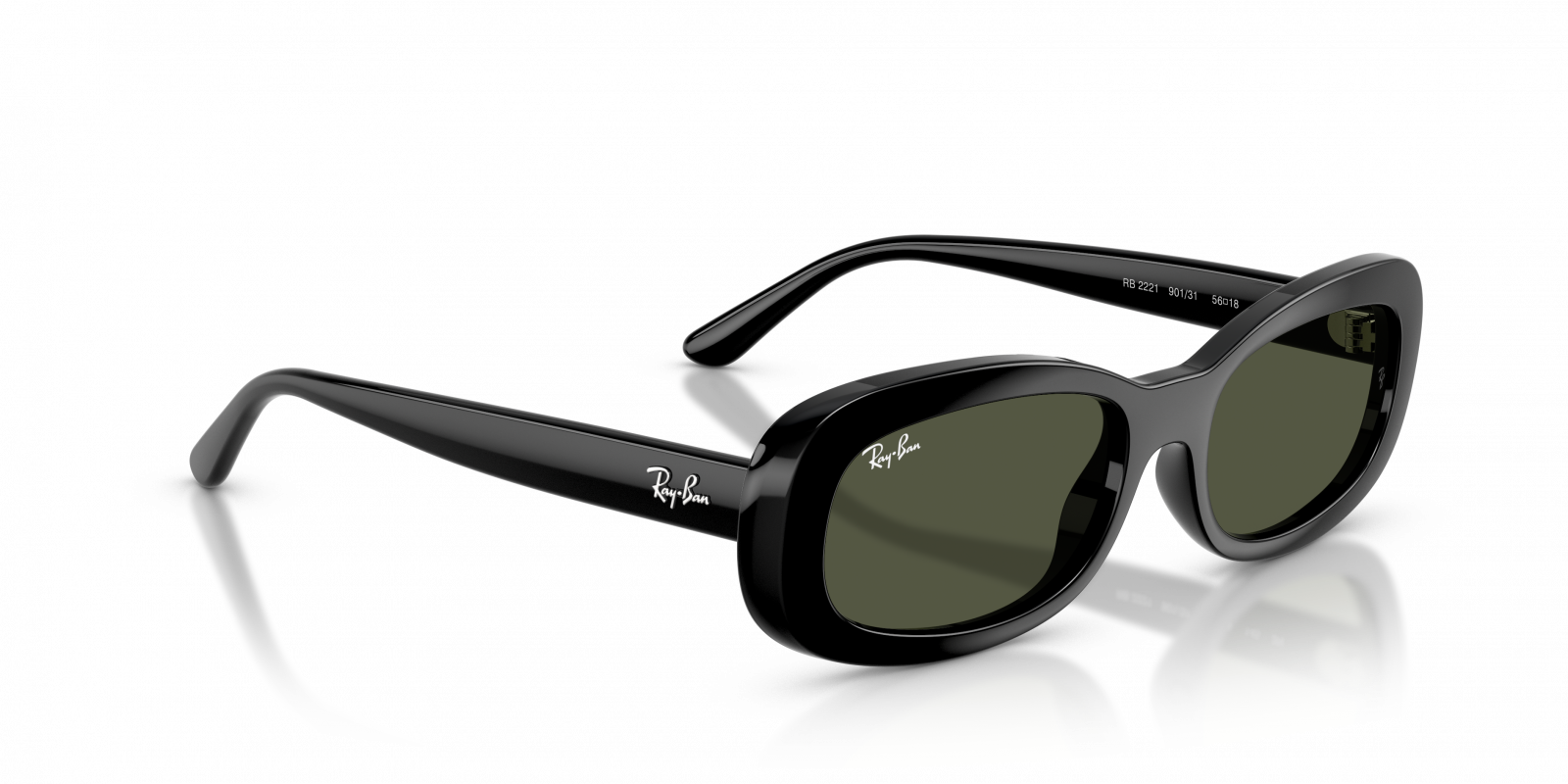 Ray-Ban RB2221 Oval Sunglasses in Green/Black, side view