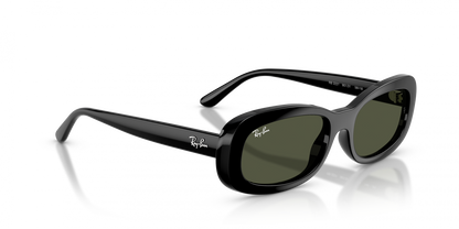 Ray-Ban RB2221 Oval Sunglasses in Green/Black, side view