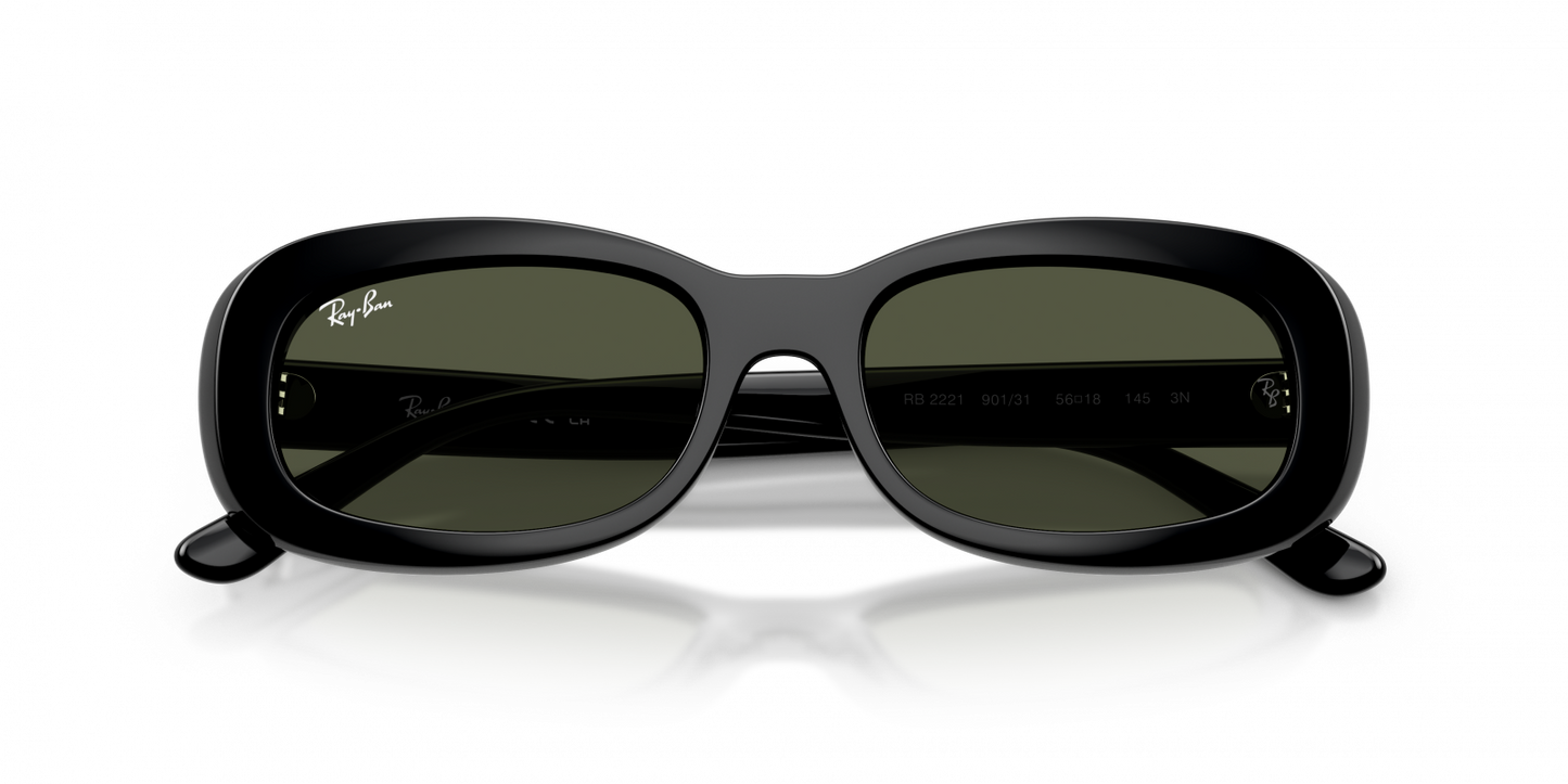 Ray-Ban RB2221 Oval Sunglasses in Green/Black, angle view