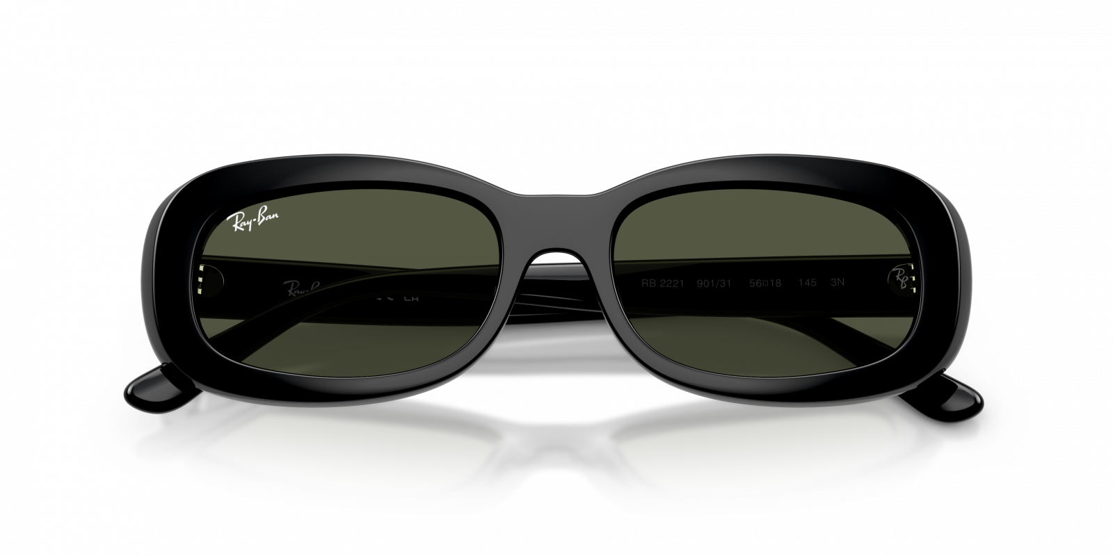 Ray-Ban RB2221 Oval Sunglasses in Green/Black, angle view